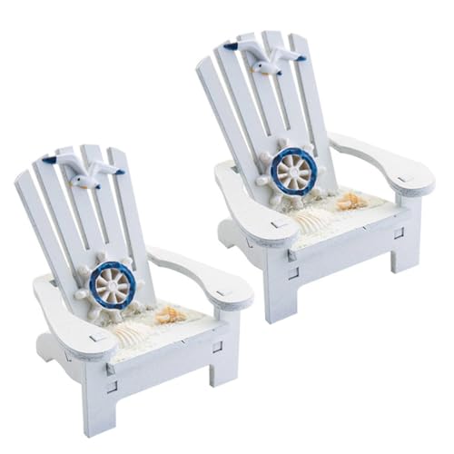 Parliky 2 Stück Mediterrane Mini holzstühle Dekorative Strandstühle Leichtes Holz Deko für Wohnzimmer Schlafzimmer Puppenhaus Zubehör von Parliky