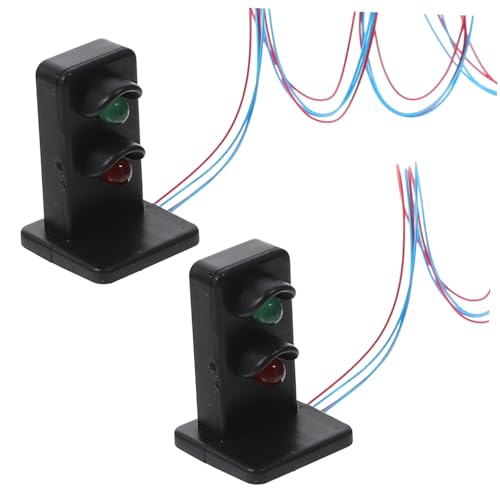 Parliky 2 Stück Miniatur Bahnsignale Modellbahn Beleuchtung LED Sandtisch Zubehör für DIY Sand Tisch Dekoration Realistisch und Detailgetreu von Parliky