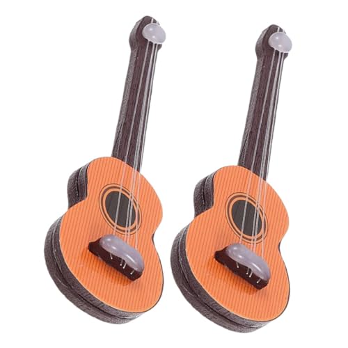 Parliky 2 Stück Miniatur Gitarre Teilig Holzmodell Miniaturmusikinstrumente für Puppenhaus Dekoration Realistisch Leicht und Langlebig Kreative Mini Gitarren für Rollenspiele von Parliky