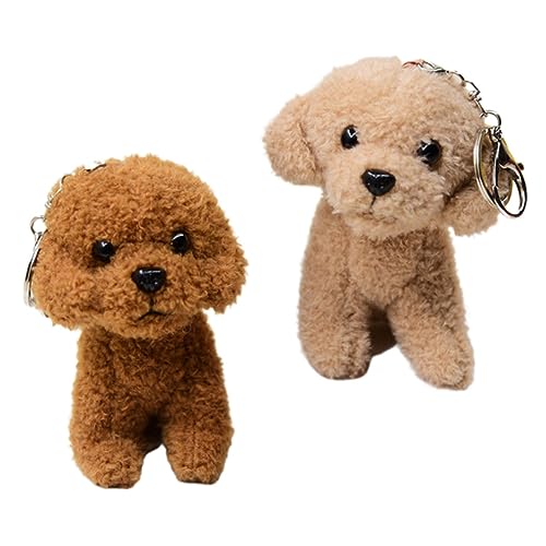 Parliky 2 Stück Plüsch Hund Schlüsselanhänger Niedlich Hängend Dekorativ Taschenanhänger Geschenk für Hundehalter Weihnachten von Parliky