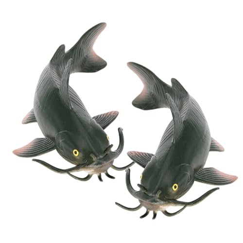 Parliky 2 Stück Realistische Wels Figuren Lernspielzeug Fischdekoration Kunststoff Stabile Gestaltung Pädagogisch Geeignet für Jungen Mädchen Zimmerdeko von Parliky