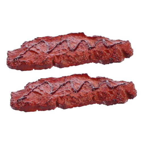 Parliky 2 Stück Teiliges Künstliche Steak Deko Realistisches Fake Roastbeef Modell Langlebiges Künstliches Fleisch Attrappe Fotorealistisches Küchen und Marktdekor Braun ohne Kühlung von Parliky