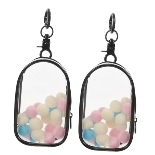 Parliky 2 Stück Transparente Figuren Display Tasche mit Reißverschluss und Schlüsselanhänger Staubdichte Aufbewahrungstasche für Puppen Tragbare Mini Vitrine für Sammler Teiliges Set von Parliky