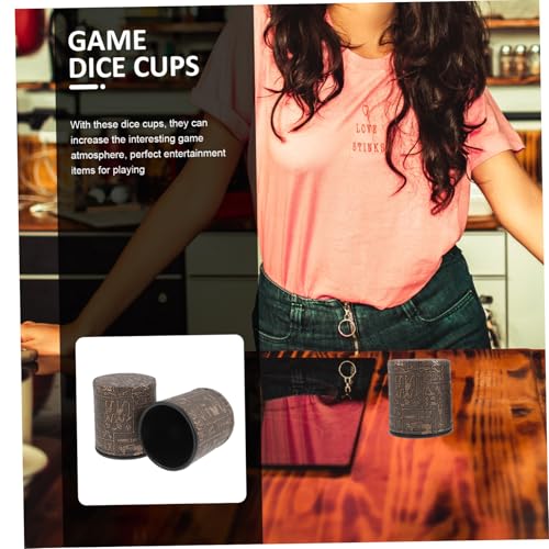 Parliky 2 Stück Würfelbecher Leder Ägyptisches Muster Kompakt Leicht Langlebig für Ktv Bar Party Spiele Zubehör von Parliky