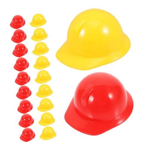 Parliky 20 Stück Teiliges Mini Baustellenhelm Gelb Rot Kleine Kunststoff Sicherheitshelme für Puppen Bastelprojekte Partydekorationen Detailreiche Mini Bauhelme für DIY von Parliky
