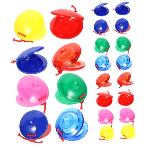 Parliky 24 Stück Teiliges Percussion Bunte Kastagnetten Musikspielzeug Sicher und Hautfreundlich Fördert Rhythmusgefühl und Musikalisches Talent für Mädchen und Jungen Zufällige Farbe von Parliky