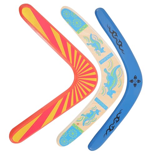 Parliky 3 Stück Holzboomerangs Outdoor Wurf Fangspielzeug für Jungen und Mädchen Hand Auge koordination und Freizeitgestaltung von Parliky