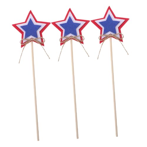 Parliky 3 Stück Teiliges Independence Day Holzsterne Feenstäbe mit Amerikanischer Flagge Langlebige Partydekoration für Kindergeburtstag und Patriotische Veranstaltung Festliche von Parliky