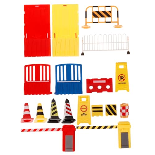 Parliky 32 Stück Teiliges Miniatur verkehrszeichen Bunte Baustellen straßenschilder Pädagogische Verkehrsbarrieren Leichtes Tragbares Verkehrserziehungsspielzeug für Draußen und von Parliky