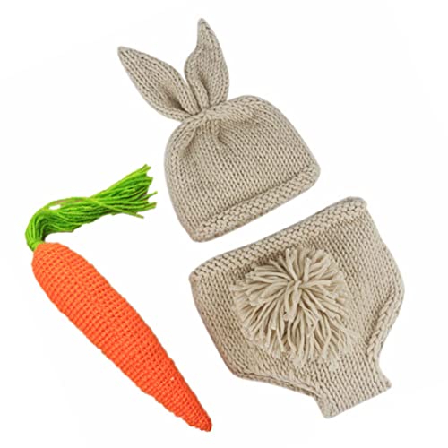 Parliky 3stücke Teiliges Babyfotografie-Outfit Mit Karottenmütze Hosen Und Hasenohr-haube Aus Handgestrickter Wolle Neugeborenen-fotorequisiten Für Ostern Und Besondere Anlässe Parliky 3stücke Teiliges Babyfotografie-Outfit Mit Karottenmütze Hosen Und Hasenohr-haube Aus Handgestrickter Wolle Neugeborenen-fotorequisiten Für Ostern Und Besondere Anlässe von Parliky