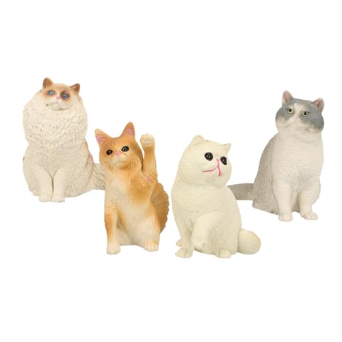 Parliky 4 Stück Realistische Katzenfigur Teiliges Detailgetreue Katzenmodelle aus Langlebigem Kunststoff Lebendige Farbakzente Dekoration für Wohnzimmer Kinderzimmer und Sammler für von Parliky
