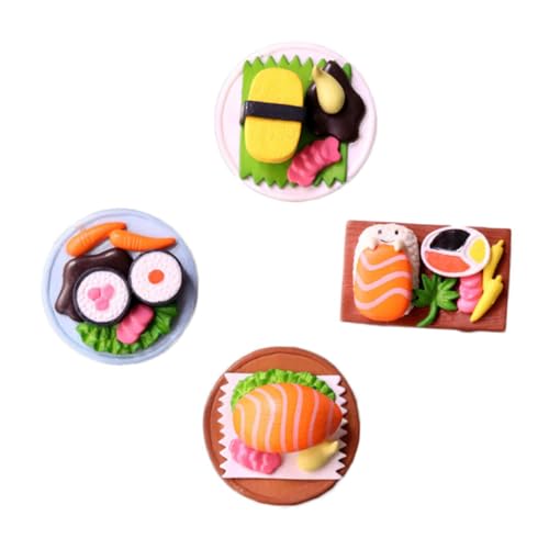 Parliky 4 Stück Realistische Teilig Miniatur Sushi Dekoration Langlebige Künstliche Japanische Lebensmittel Ornamente Farbenfrohe Tischdeko für Zufälliger Stil von Parliky