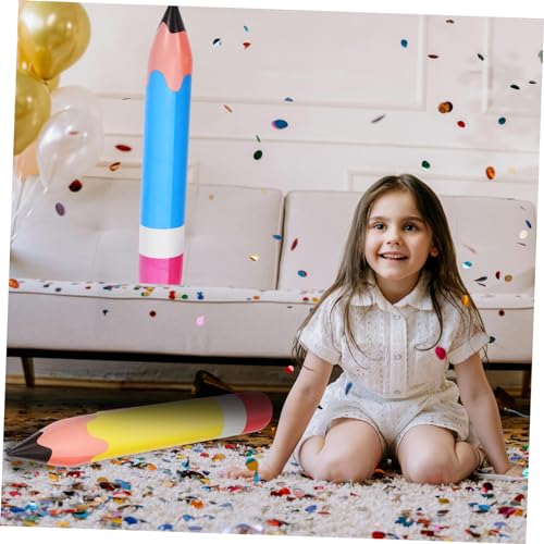 Parliky 4 Stück Teiliges Aufblasbares Buntstift Bunte Deko Große Schulparty Requisite Lustiger Riesen Bleistiftballon für Klassenzimmer und Kindergeburtstag von Parliky