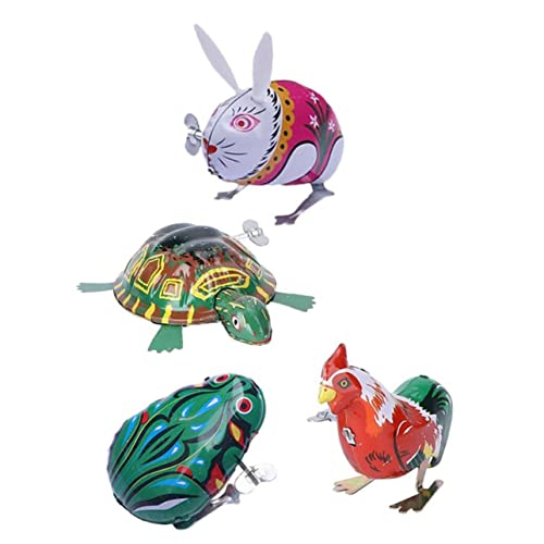 Parliky 4 Stück Teiliges Aufziehspielzeug Blechspielzeug Vintage Tierfiguren Bunte Tiere Pädagogisch Sicher für Jungen Mädchen von Parliky