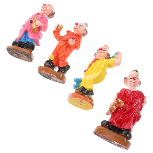 Parliky 4 Stück Teiliges Clown Figuren Bunte Tischdeko Sandtray Zubehör Kreative Wohnkultur Lustige Clown Statue für Schreibtisch und Sandspiel von Parliky