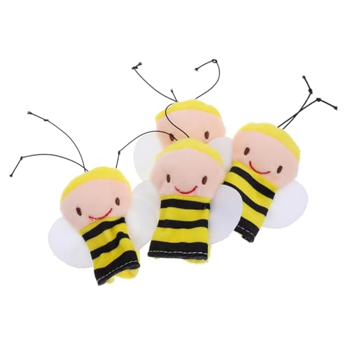 Parliky 4 Stück Teiliges Plüsch Bienen Fingerpuppen Weiches Kuschelmaterial Interaktives für Kleinkinder Fördert Frühe Bildung und Kreatives Rollenspiel und Kindgerecht von Parliky