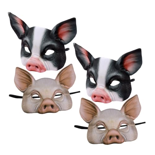 Parliky 4 Stück Teiliges Schweine Halbgesichts Tier-cosplay Maske für Karneval Maskenball Festival Kostüm Party Zubehör in Weiß und Schwarz von Parliky