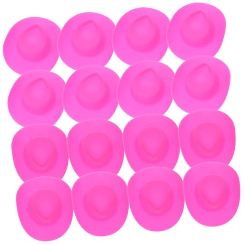 Parliky 40 Stück Teiliges Mini Cowboy Hüte aus Robustem Kunststoff Rosa Mini Hüte für Partydeko Bastelprojekte und Puppenkostüme Langlebig Farbecht für DIY Rollenspiele und von Parliky