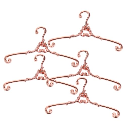 Parliky 5 Stück Teiliges Mini Kleiderbügel für Puppen Metall in Roségold Kompakt und Leicht zur Ordentlichen Aufbewahrung von Puppenkleidung im Puppenschrank Vintage Stil für Puppenhaus von Parliky