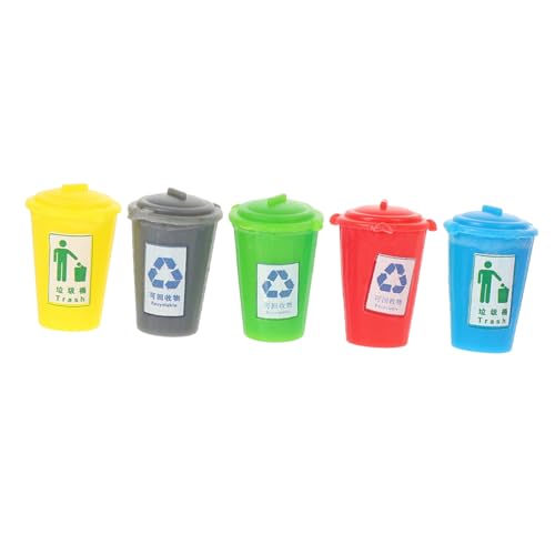 Parliky 5 Stück Teiliges Mini mülleimer Realistische Miniatur Mülltonnen für Sandtisch dekor DIY Stadtmodell Zubehör Multifunktionale Mini Haus Dekoration Pädagogisches Zufällige Farbe von Parliky
