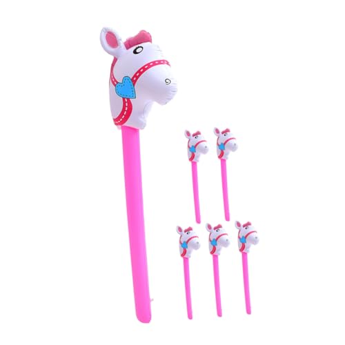 Parliky 6 Stück Aufblasbare Pferdekopf sticks Rosa Kindgerechte Party deko für Geburtstagsfeiern Einfach Aufzublasen als Bühnenrequisiten und Mitgebsel für Kinderveranstaltungen von Parliky