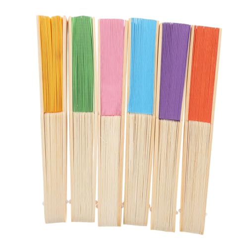 Parliky 6 Stück Bunte Faltfächer Papier Leichte Handliche DIY Handventilatoren für Jungen und Mädchen Kreative Bastelmaterialien für Kindergarten Outdoor und Party von Parliky