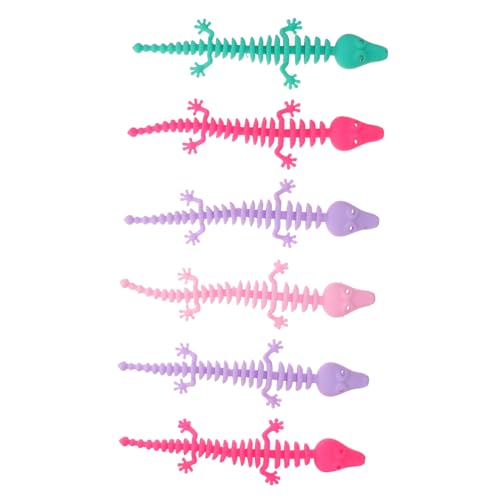 Parliky 6 Stück Dehnbare Dinosaurier Fischgräte Stretch Spielzeuge Flexibles TPR Squeeze Stressspielzeug Bunte Kinderparty Mitgebsel Armband für Jungen Mädchen Geschenk von Parliky