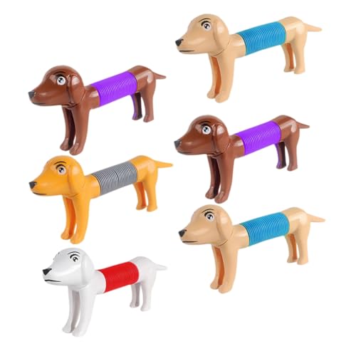 Parliky 6 Stück Teiliges Cartoon Pop Tube Flexibles Teleskopisches Hundespielzeug Buntes Stressabbau Sensorikspielzeug Party Geburtstagsgeschenk für Erwachsene von Parliky
