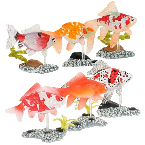 Parliky 6 Stück Teiliges Dekorative Goldfischfiguren mit Sockel Realistische Kleine Fischmodelle aus Detailgetreue Miniatur Aquarium Ornamente für Schreibtisch und Kinderzimmer Parliky 6 Stück Teiliges Dekorative Goldfischfiguren mit Sockel Realistische Kleine Fischmodelle aus Detailgetreue Miniatur Aquarium Ornamente für Schreibtisch und Kinderzimmer von Parliky