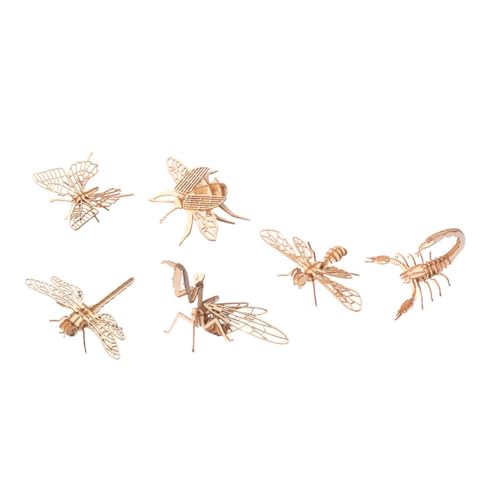 Parliky 6 Stück Teiliges Holzpuzzle für Insekten Tiermodelle aus Sicherem Holz Pädagogisches DIY Kreativität Logischem Denken und Feinmotorik von Parliky
