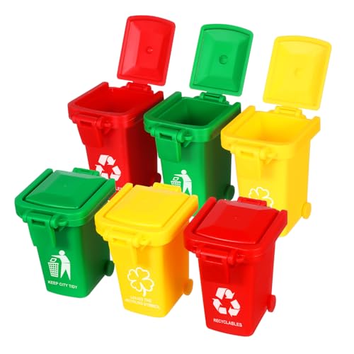 Parliky 6 Stück Teiliges Mini mülltonnen Pädagogisches Sortierspiel für Klappdeckel Fördert Mülltrennung und Hand Auge koordination Geeignet für Mädchen und Jungen von Parliky