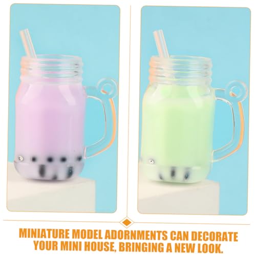 Parliky 6 Stück Teiliges Miniatur Milchtee Resin Realistische Miniatur Getränke für Puppenhaus Dekoration Bunte Mini Becher mit Strohhalm Leicht und Bruchsicher für Mini Küchenszenen von Parliky