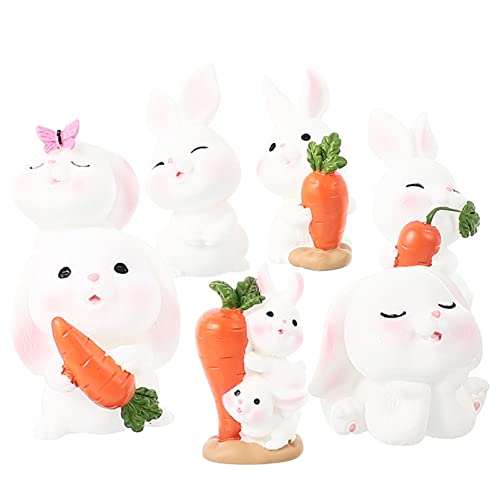 Parliky 7 Stück Teiliges von Resin Hasenfiguren Niedliche Deko für Landschaften Garten und Feiertagsfeiern Langlebige und Realistische Tierornamente von Parliky