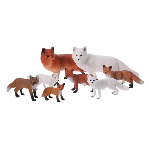 Parliky 8 Stück Teiliges Fuchs Modell aus Realistische Tierfiguren als Deko und Lernspielzeug für Kinderzimmer als Fotorequisite und für Sammler von Parliky