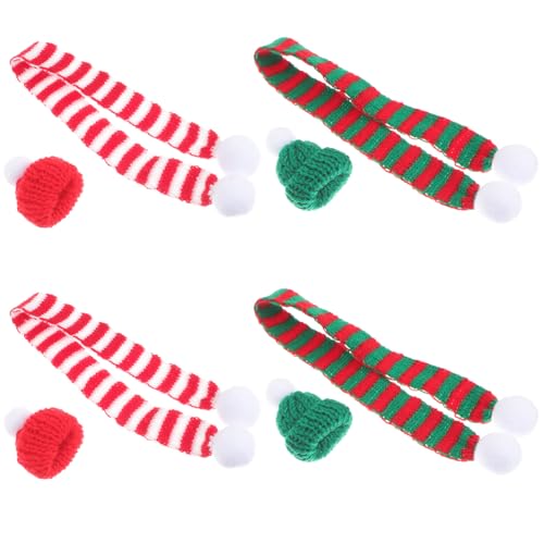 Parliky 8 Stück Teiliges Mini Weihnachtsmützen und Strickschals Flaschen deko Rot grün Kleine Handgestrickte Flaschenüberzüge für Weinflaschen Weihnachtsfest Tischdekoration von Parliky