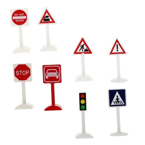 Parliky 8 Stück Teiliges Mini verkehrszeichen aus Hochwertigem Bunte Miniatur Schilder für Sandtisch Spielerisches Verkehrserziehungs Passend für Indoor und Outdoor Nutzung von Parliky