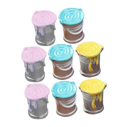Parliky 8 Stück Teiliges Miniatur Farbdosen Realistische Mini Farbeimer Modelle in Gemischten Farben Puppenhaus Dekoration Vielseitiges Landschafts zubehör für Mini Hausgestaltung von Parliky