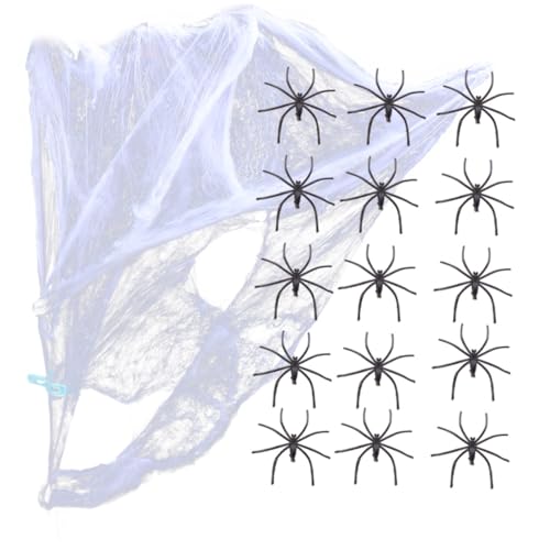 Parliky Halloween Deko mit Realistischem Spinnennetz und Gefälschten Spinnen Dehnbar für Gruselige Outdoor und Garten Dekorationen Wiederverwendbar für Halloween Partys und Kostümbälle Parliky Halloween Deko mit Realistischem Spinnennetz und Gefälschten Spinnen Dehnbar für Gruselige Outdoor und Garten Dekorationen Wiederverwendbar für Halloween Partys und Kostümbälle von Parliky