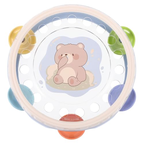 Parliky Handtrommel Lernspielzeug Percussion Instrument Handheld Tamburin Leicht Tragbar Frühpädagogisches Musikspielzeug für Junge Mädchen und Kleinkinder Rosa Niedliches Design von Parliky