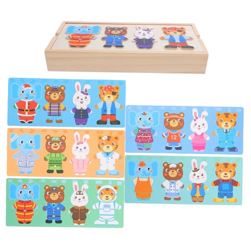 Parliky Holzpuzzle Holz Tierpuzzle Lernspielzeug Hand Auge koordination Kreatives Ankleidepuzzle Geschenk für Mädchen Jungen von Parliky