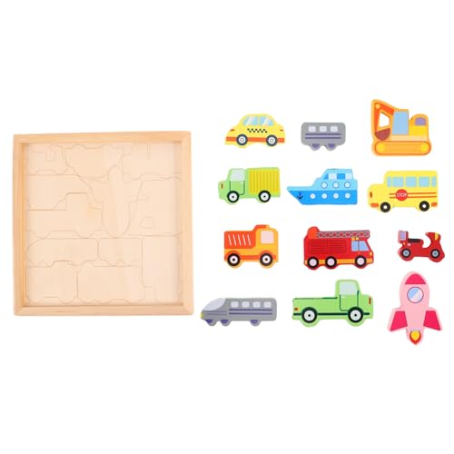 Parliky Holzpuzzle Teiliges Fahrzeug Formen Lernspielzeug für Vorschulkinder und Kleinkinder Sicher Fördert Räumliche Vorstellungskraft und Motorische Fähigkeiten von Parliky