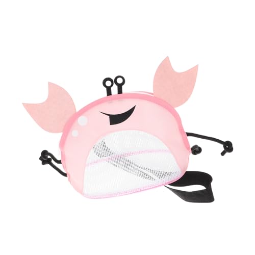 Parliky Kreative Krabbenform Strandnetz Tasche für Kleine Atmungsaktive Mesh Bag mit Verstellbarem Träger zum Sammeln von Muscheln und Strandspielzeug für Mädchen von Parliky
