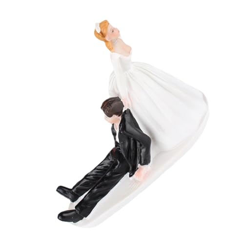 Parliky Lustiger Hochzeitstortenaufsatz Braut Bräutigam Figur aus Resin Robuste Hochzeitsdekoration für Wohnzimmer und Eingangsbereich Vielseitiger Cake Topper für Unvergessliche von Parliky