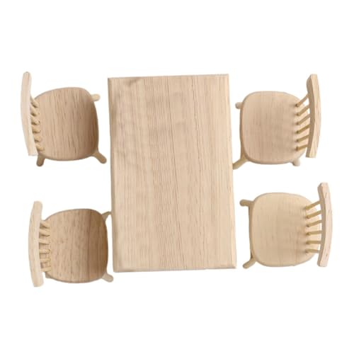 Parliky Mini Haus Möbel Set Beige Miniatur Eichenholz Tisch und Stuhl Leicht Sicher DIY Puppenhaus Zubehör für Sammler und Dekorativ Warmes Parliky Mini Haus Möbel Set Beige Miniatur Eichenholz Tisch und Stuhl Leicht Sicher DIY Puppenhaus Zubehör für Sammler und Dekorativ Warmes von Parliky