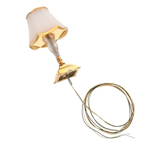 Parliky Miniatur Puppenhaus LED Tischlampe Retro Schreibtischleuchte Goldfarbene Dekoration Nachttischlampe für Puppenhaus Zubehör und Bastelprojekte von Parliky