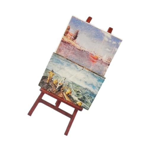 Parliky Miniatur Staffelei Detailreiches Puppenhaus Möbel DIY Dekoration für Miniaturhäuser Filigranes Design Vielseitig als Landschaftsornament und Fotorequisite Geeignet von Parliky