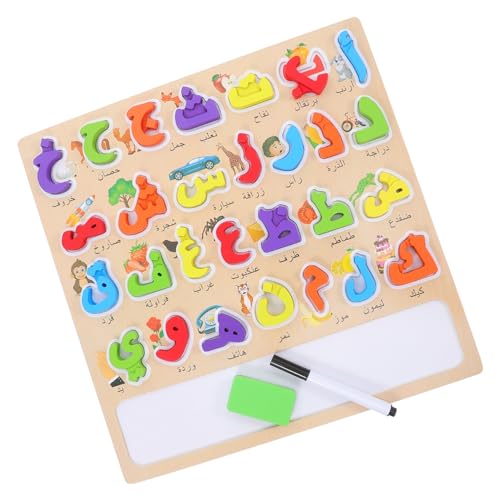 Parliky Montessori Arabisches Puzzlebrett aus Holz Großes Quadratisches Alphabet Lernspielzeug für Kleinkinder Fördert Sprachentwicklung Kognitive Fähigkeiten und Hand Auge koordination von Parliky