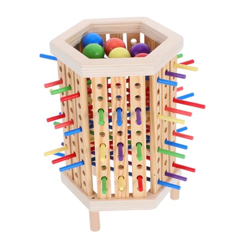 Parliky Montessori Holz Brettspiel mit Bunten Stäben aus Naturholz Pädagogisches Kinderspiel zur Feinmotorikförderung Farbenfrohes Lernspiel für Eltern Junge Mädchen Interaktion und von Parliky