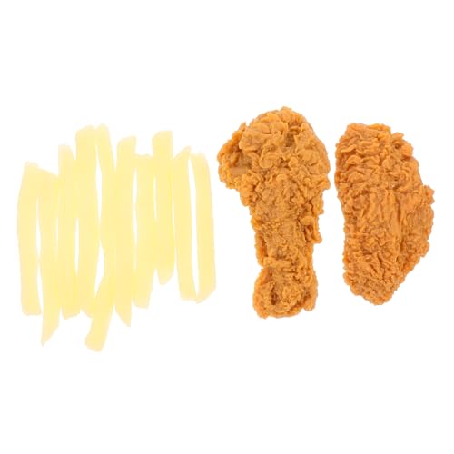 Parliky PVC Lebensmittelmodell Realistische Hähnchenschenkel Hähnchenflügel und Pommes Frites Simulation Detailgetreue Dekoration Fotorequisite und Lehrmittel für Zuhause und Events von Parliky