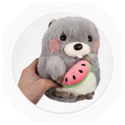 Parliky Plüsch Tier Kuscheltier Groundhog Plüschstofftier Weiches Graues Stofftier Geschenk für Mädchen Kuschelkissen Schlafzimmerdekoration von Parliky